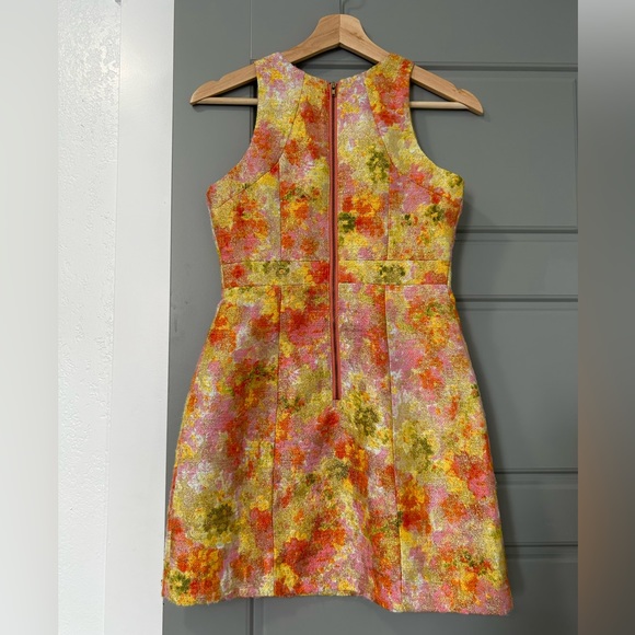 Free People Metallic Tweed Dress Floral Gold Brocade - Picture 4 of 7